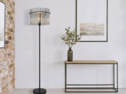 Ausgefallene LED Stehleuchte mit Rauchglas Stäben, Höhe 152cm