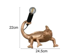 Ausgefallene LED Tischleuchte Tierlampe Chamäleon Gold, Höhe 22cm