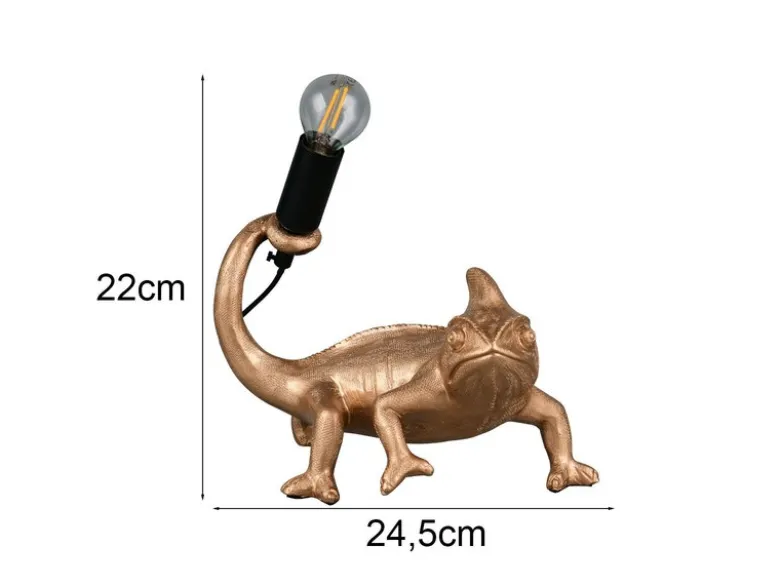 Ausgefallene LED Tischleuchte Tierlampe Chamäleon Gold, Höhe 22cm