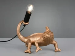 Ausgefallene LED Tischleuchte Tierlampe Chamäleon Gold, Höhe 22cm