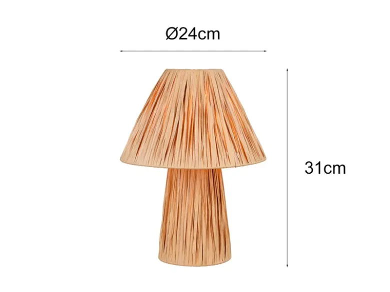 Ausgefallene LED Tischleuchte aus naturbelassenem Papier, Höhe 31cm