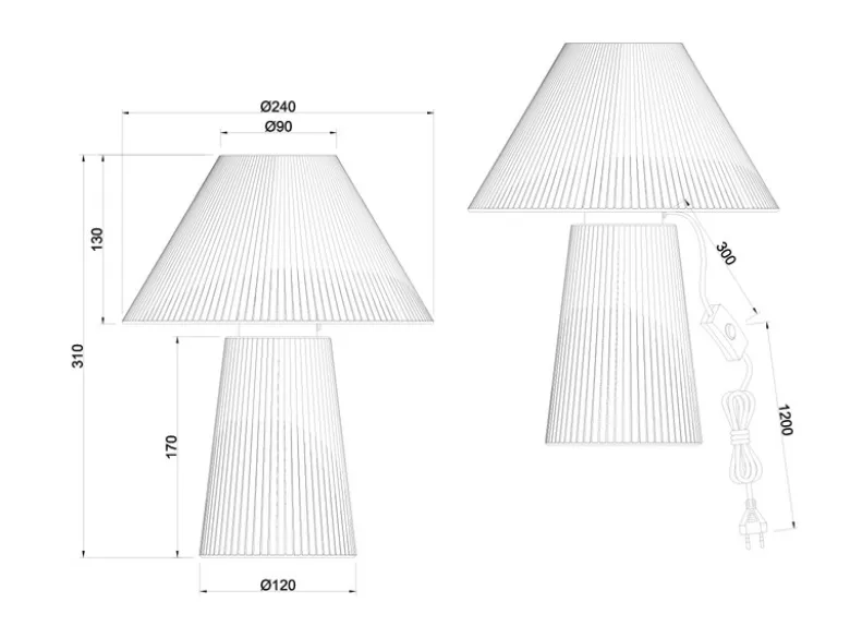 Ausgefallene LED Tischleuchte aus naturbelassenem Papier, Höhe 31cm