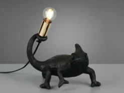 Ausgefallene LED Tischleuchte Tierlampe Chamäleon Schwarz, Höhe 22cm