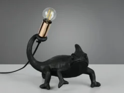 Ausgefallene LED Tischleuchte Tierlampe Chamäleon Schwarz, Höhe 22cm