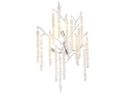 Ausgefallene LED Wandlampe Silber Chrom mit Kristall, Höhe 60cm