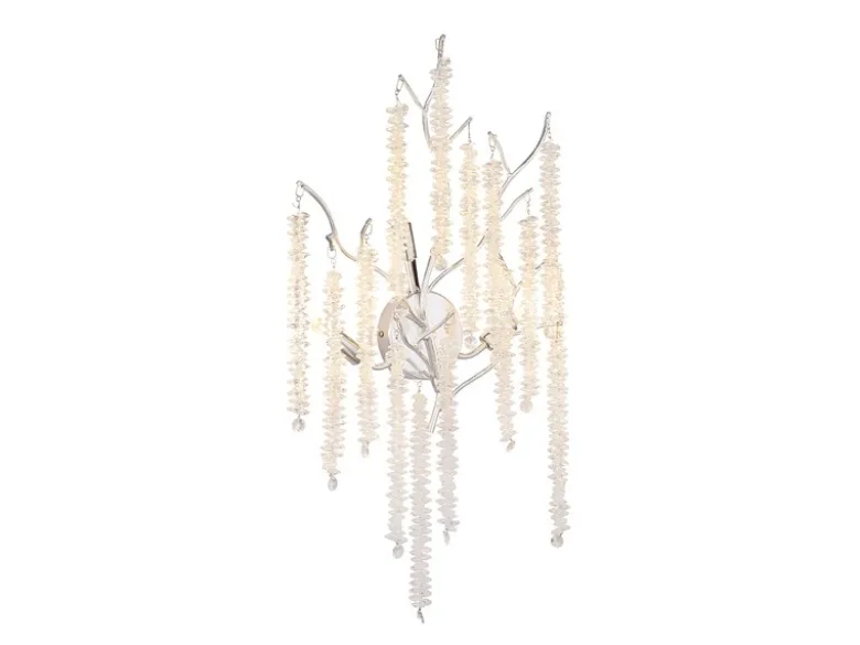 Ausgefallene LED Wandlampe Silber Chrom mit Kristall, Höhe 60cm