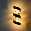 Ausgefallene LED Wandleuchte HELIX Schwarz / Gold, Höhe 26cm