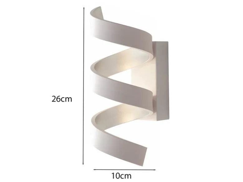 Ausgefallene LED Wandleuchte HELIX Weiß / Silber, Höhe 26cm