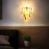 Ausgefallene LED Wandleuchte mit 3-farbigem K9 Kristall, Höhe 34cm