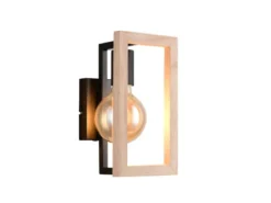 Ausgefallene LED Wandleuchte mit Rahmen aus Naturholz, Höhe 25cm
