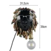 Ausgefallene LED Wandleuchte Löwenkopf mit Stecker und Schalter, Höhe 38cm