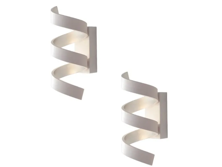 Ausgefallene LED Wandleuchte 2er Set Weiß / Silber, Höhe 26cm