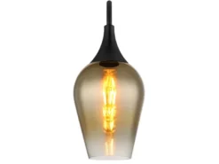 Ausgefallene LED Wandleuchte mit Schalter & Glasschirm Gold, Höhe 36cm
