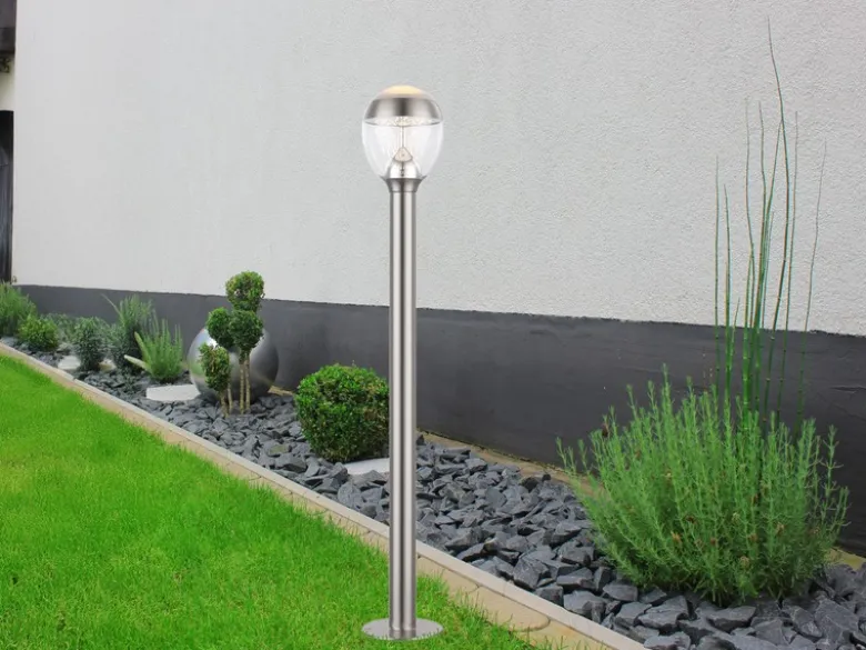 Ausgefallene LED Wegeleuchte CALLISTO aus Edelstahl in Silber, Höhe 99cm