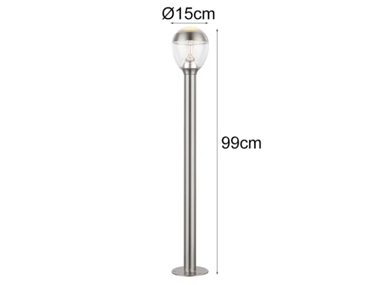 Ausgefallene LED Wegeleuchte CALLISTO aus Edelstahl in Silber, Höhe 99cm