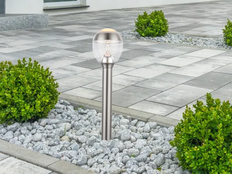 Ausgefallene LED Wegeleuchte CALLISTO aus Edelstahl in Silber, Höhe 59cm