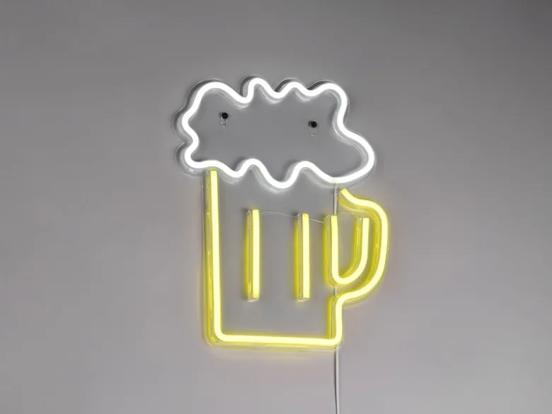 Ausgefallene Neon LED Wandlampe Bier mit USB Kabel & Netzteil, Höhe 36cm