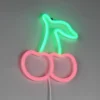 Ausgefallene Neon LED Wandlampe Kirschen mit USB Kabel & Netzteil, Höhe 22cm