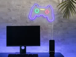 Ausgefallene Neon LED Wandlampe Gaming mit USB Kabel & Netzteil, Breite 41cm