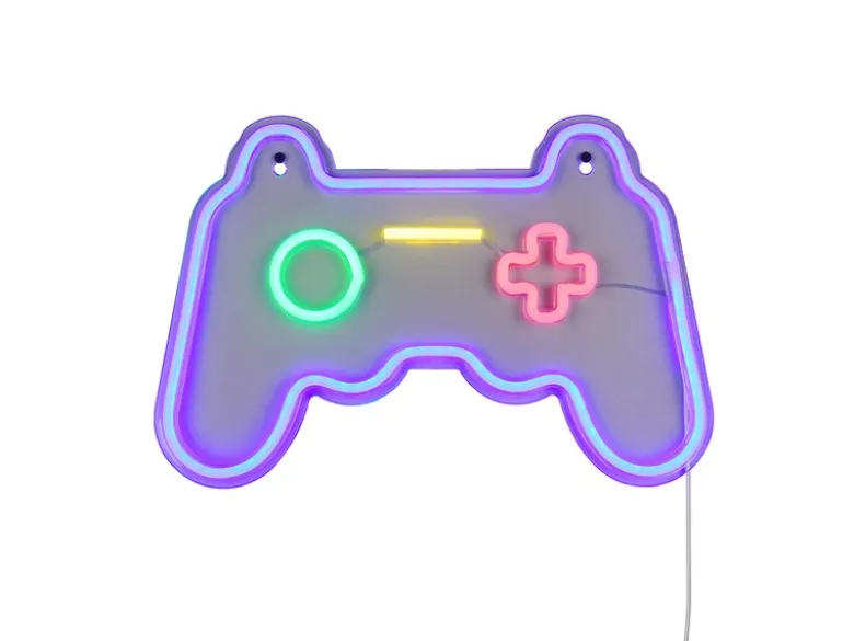 Ausgefallene Neon LED Wandlampe Gaming mit USB Kabel & Netzteil, Breite 41cm
