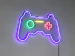 Ausgefallene Neon LED Wandlampe Gaming mit USB Kabel & Netzteil, Breite 41cm