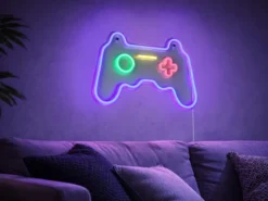 Ausgefallene Neon LED Wandlampe Gaming mit USB Kabel & Netzteil, Breite 41cm