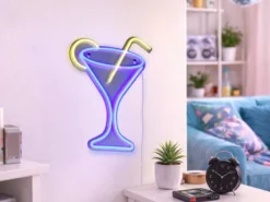 Ausgefallene Neon LED Wandleuchte CHEERS mit USB Kabel & Schalter, Höhe 43cm
