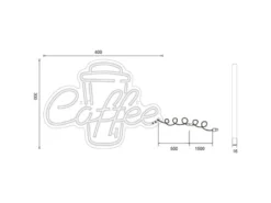 Ausgefallene Neon LED Wandleuchte COFFEE mit USB Kabel & Schalter, Breite 40cm