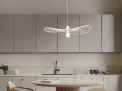 Ausgefallene Pendelleuchte CHAPEAU, Lampenschirm Weißer Draht, Ø 60cm
