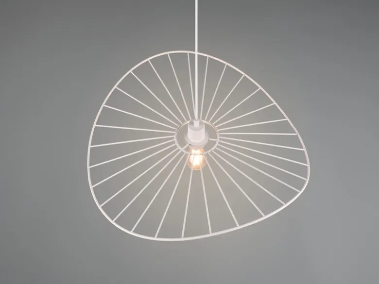Ausgefallene Pendelleuchte CHAPEAU, Lampenschirm Weißer Draht, Ø 60cm