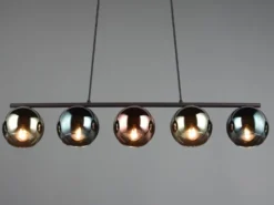 Ausgefallene Pendelleuchte SHELDON mit bunt verspiegelten Glaskugeln, B: 83cm