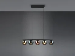 Ausgefallene Pendelleuchte SHELDON mit bunt verspiegelten Glaskugeln, B: 83cm
