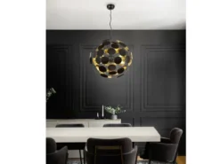 Ausgefallene Pendelleuchte DISCALGO Lampenschirm Schwarz-Gold, Ø 54cm