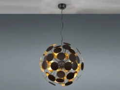 Ausgefallene Pendelleuchte DISCALGO Lampenschirm Schwarz-Gold, Ø 54cm