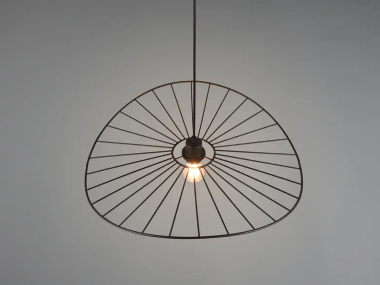 Ausgefallene Pendelleuchte CHAPEAU, Lampenschirm Schwarzer Draht, Ø 60cm