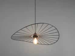 Ausgefallene Pendelleuchte CHAPEAU, Lampenschirm Schwarzer Draht, Ø 60cm