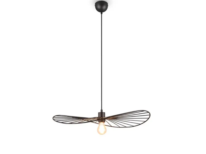 Ausgefallene Pendelleuchte CHAPEAU, Lampenschirm Schwarzer Draht, Ø 60cm