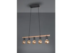 Ausgefallene Pendelleuchte EINAR 5 flammig Balken mit Sisal Seil, Breite 80cm