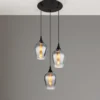 Ausgefallene Pendelleuchte LAVUS mit drei Rauchglas Lampenschirmen, Ø 45cm