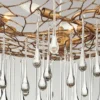 Ausgefallene Pendelleuchte LAGUNA Gold matt mit Glas Behang Ø 91cm