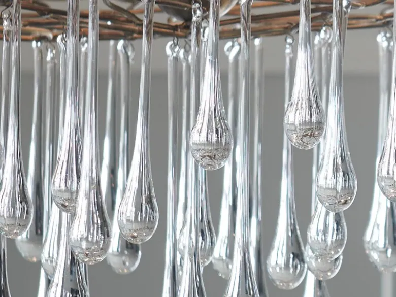 Ausgefallene Pendelleuchte LAGUNA Gold matt mit Glas Behang Ø 91cm