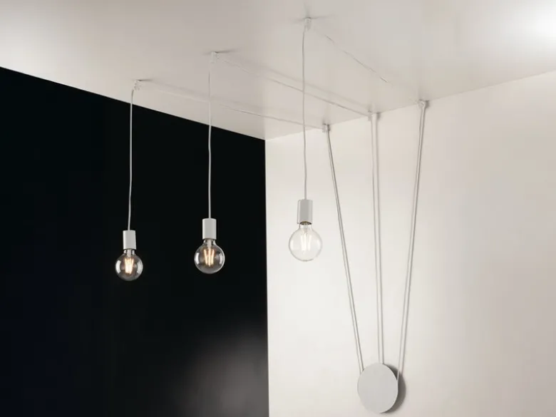 Ausgefallene Pendelleuchte 3-flammig in Weiß - Wandmontage, Kabel jeweils 5m