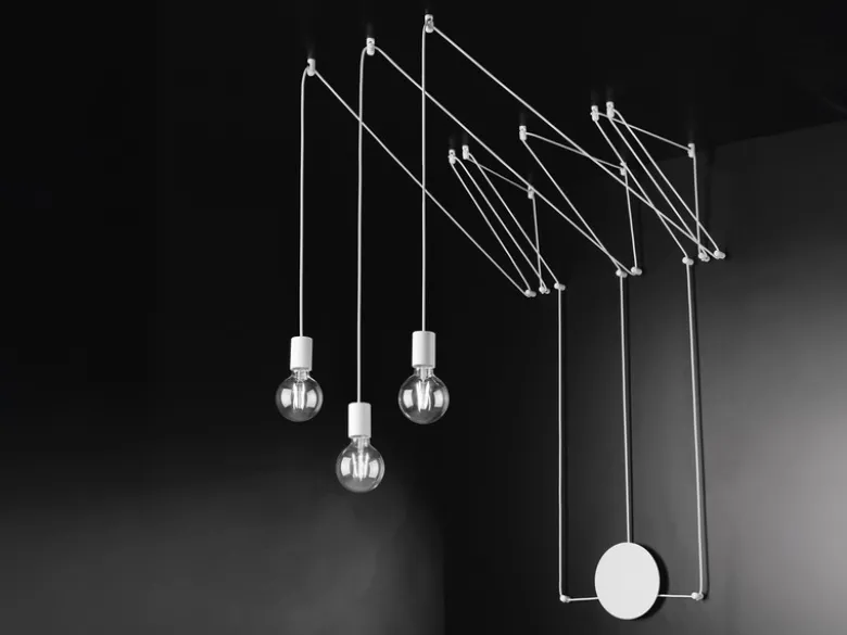 Ausgefallene Pendelleuchte 3-flammig in Weiß - Wandmontage, Kabel jeweils 5m