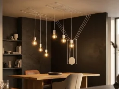 Ausgefallene Pendelleuchte 6-flammig in Weiß - Wandmontage, Kabel jeweils 5m