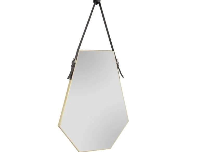 Ausgefallener Wandspiegel EMMI Rahmen in Gold zum Aufhängen 48,5x 66cm