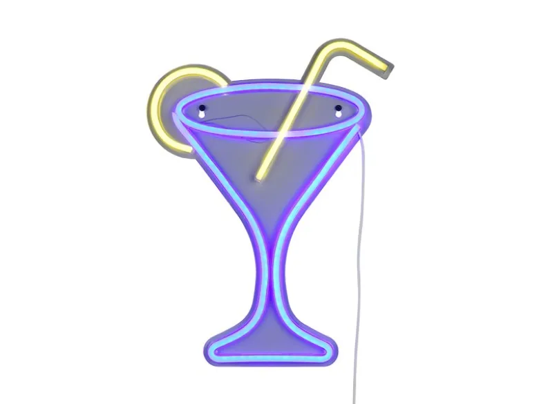 Ausgefallenes LED Neonschild Cocktail mit USB Kabel & Netzteil, Höhe 43cm