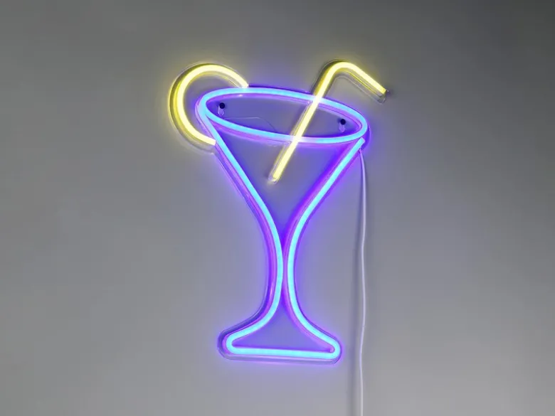 Ausgefallenes LED Neonschild Cocktail mit USB Kabel & Netzteil, Höhe 43cm