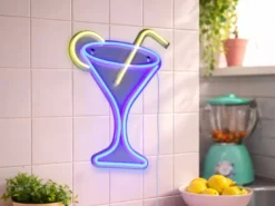 Ausgefallenes LED Neonschild Cocktail mit USB Kabel & Netzteil, Höhe 43cm