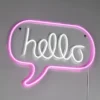 Ausgefallenes LED Neonschild Hallo mit USB Kabel & Netzteil, Breite 43cm