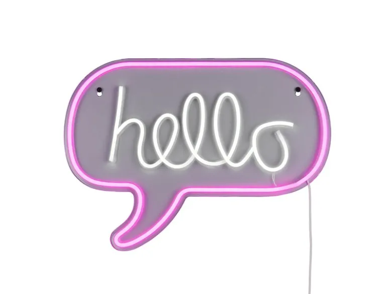 Ausgefallenes LED Neonschild Hallo mit USB Kabel & Netzteil, Breite 43cm